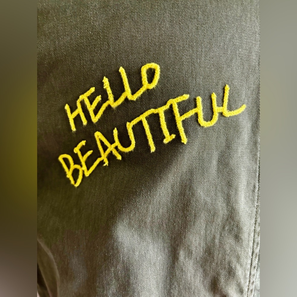Skies Are Blue Military “You Are Beautiful” Jacket. Small. EUC. Army Green.
